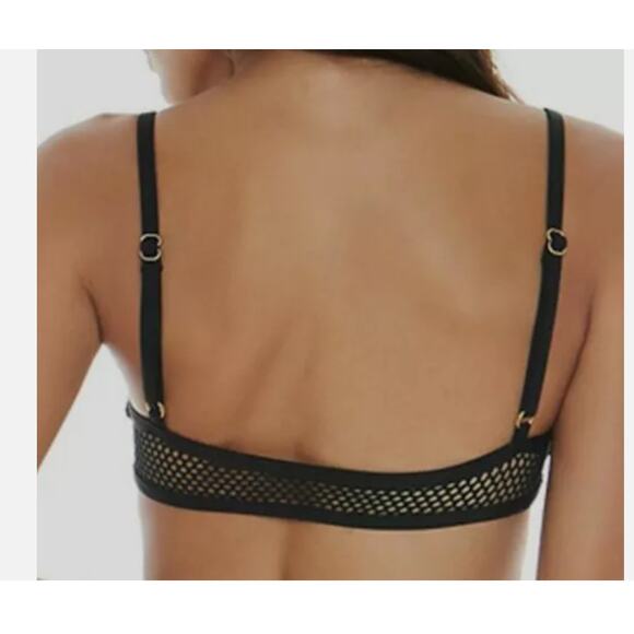 L*Space Women's Black Stretch Swimwear Naomi Sheer Mesh Swim Bikini Top S - Picture 2 of 2